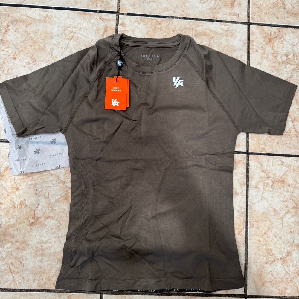 YoungLA Men's Short Sleeve Performance Shirt in Olive Green